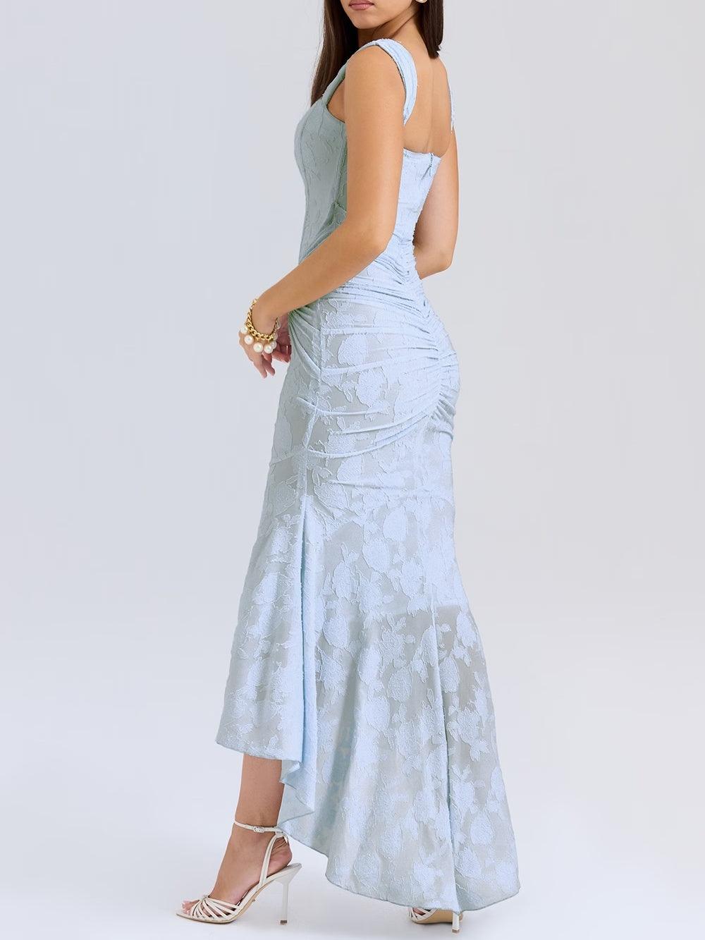 Chloé | Robe maxi florale bleue cloche