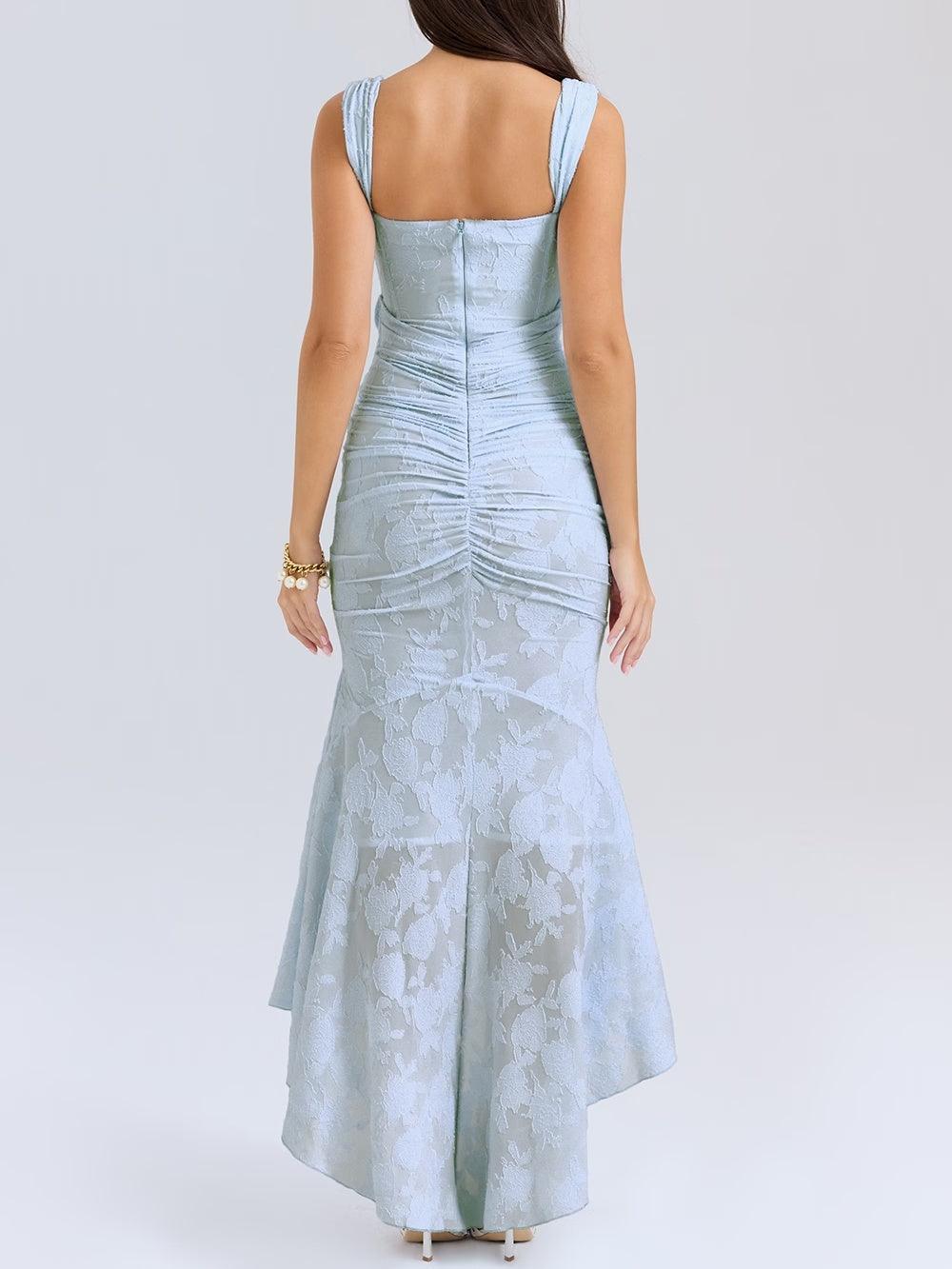 Chloé | Robe maxi florale bleue cloche