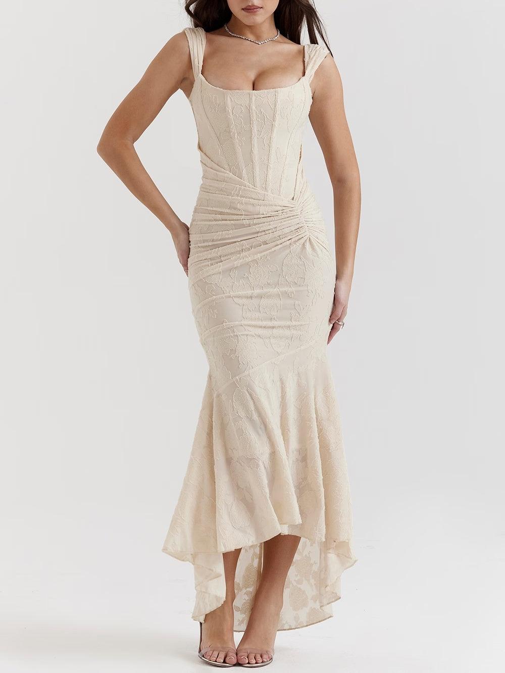 Chloé | Robe maxi florale bleue cloche
