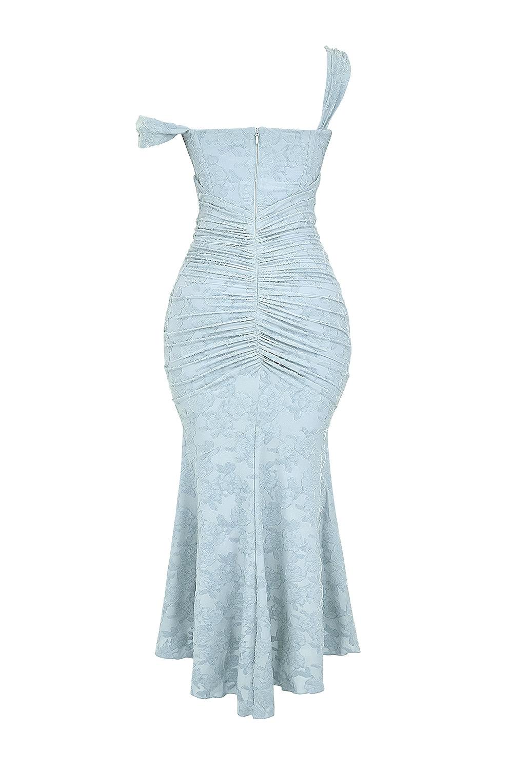 Chloé | Robe maxi florale bleue cloche