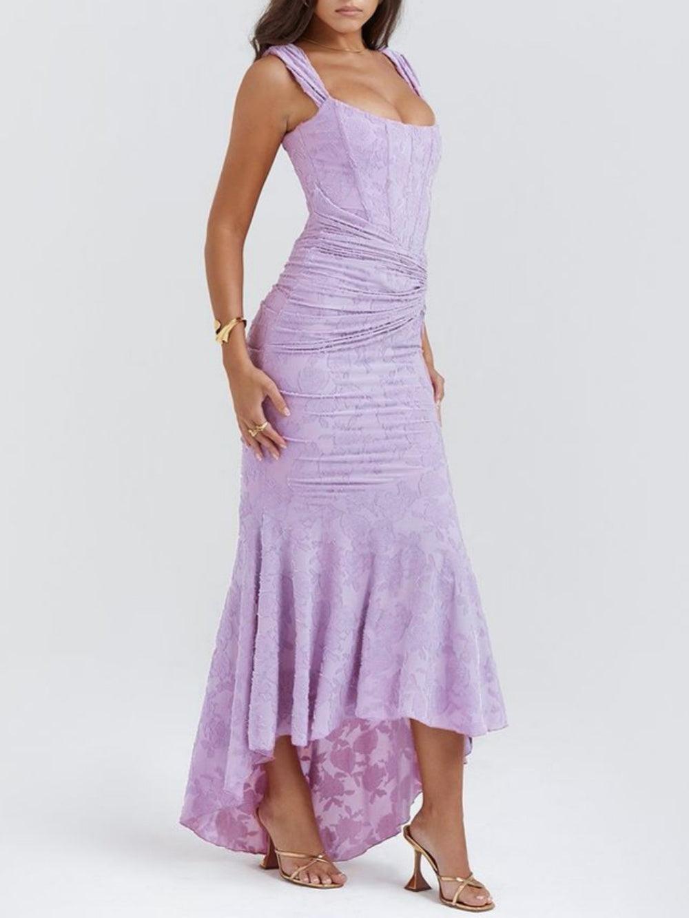 Chloé | Robe maxi florale bleue cloche