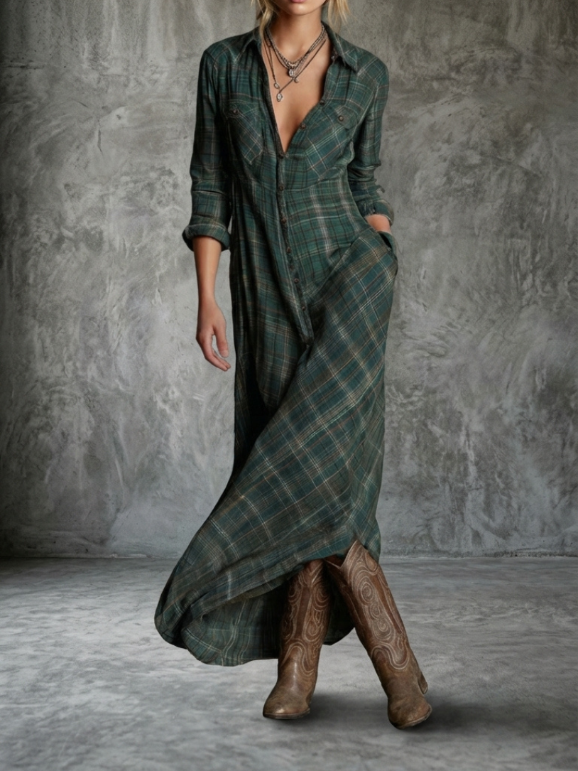 Graziella | Robe maxi rayée avec col
