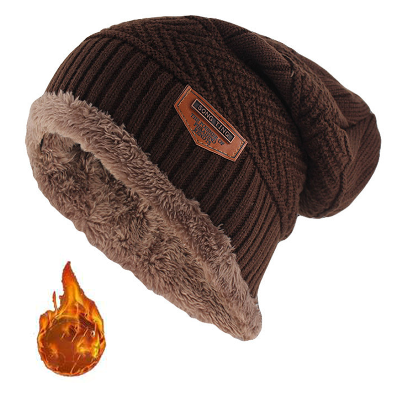 Bonnet en Cuir d'Hiver pour Homme, Maille, Doux et Doublé en Polaire - Modèle Pierre