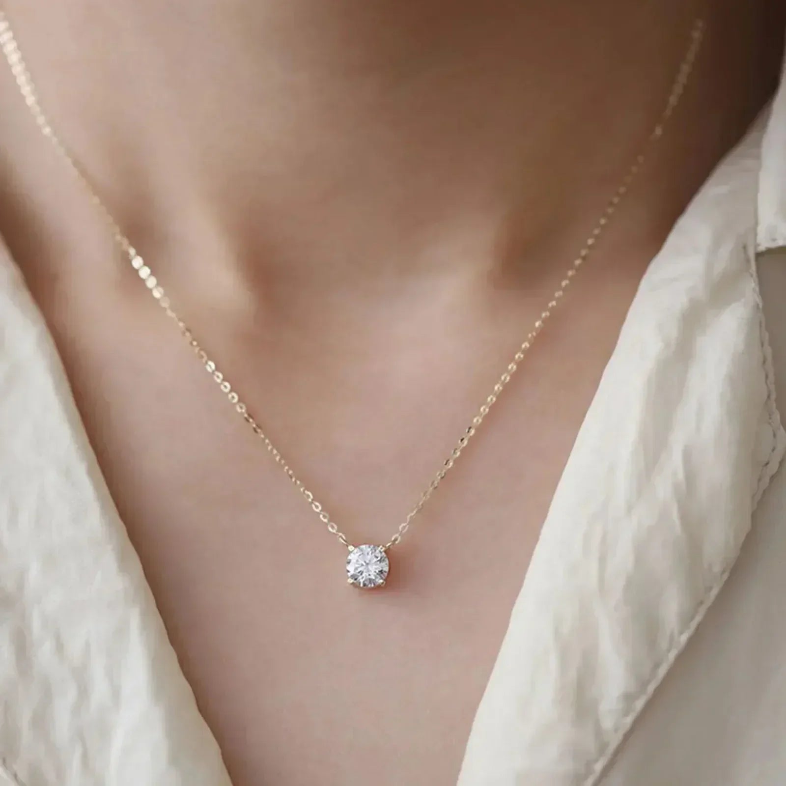 Collier en argent sterling plaqué or avec zircon