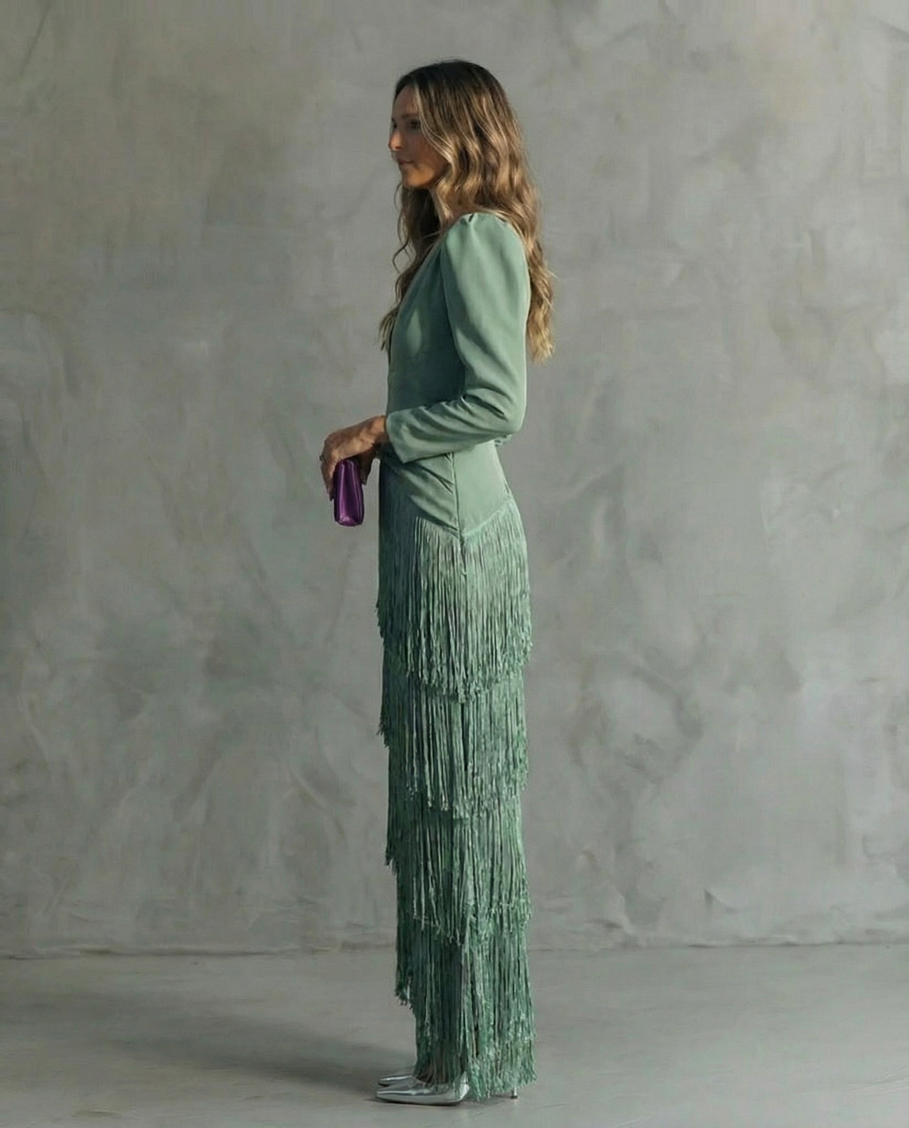 Clara™ | Robe midi élégante à manches à franges