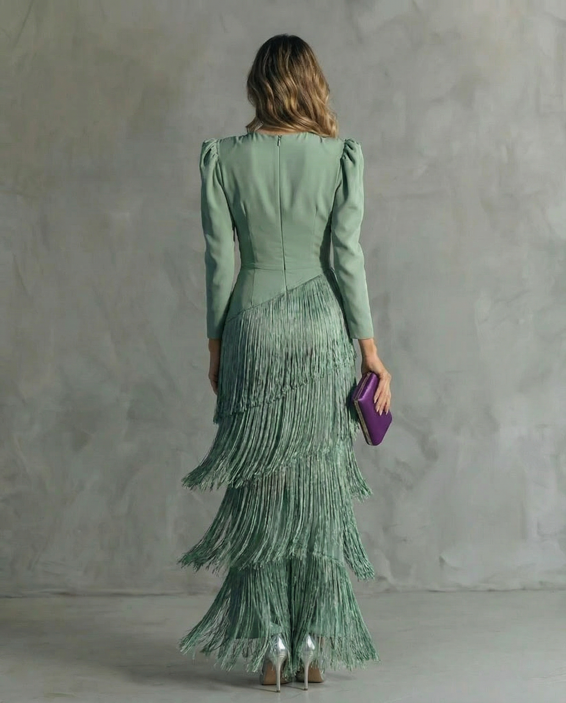 Clara™ | Robe midi élégante à manches à franges