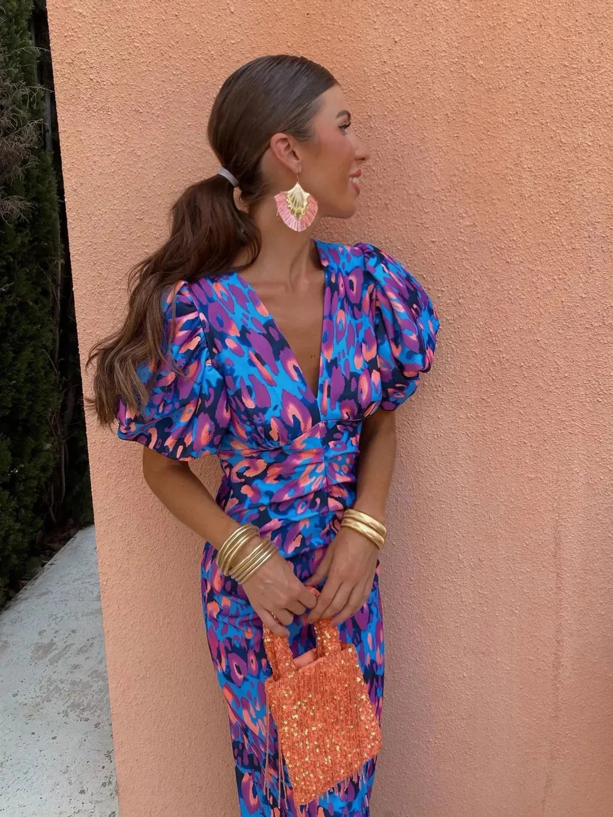 Lily™ | Robe Colorée à Manches Froncées