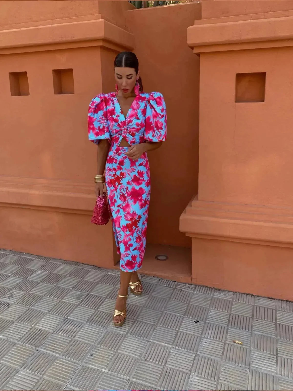 Lily™ | Robe Colorée à Manches Froncées