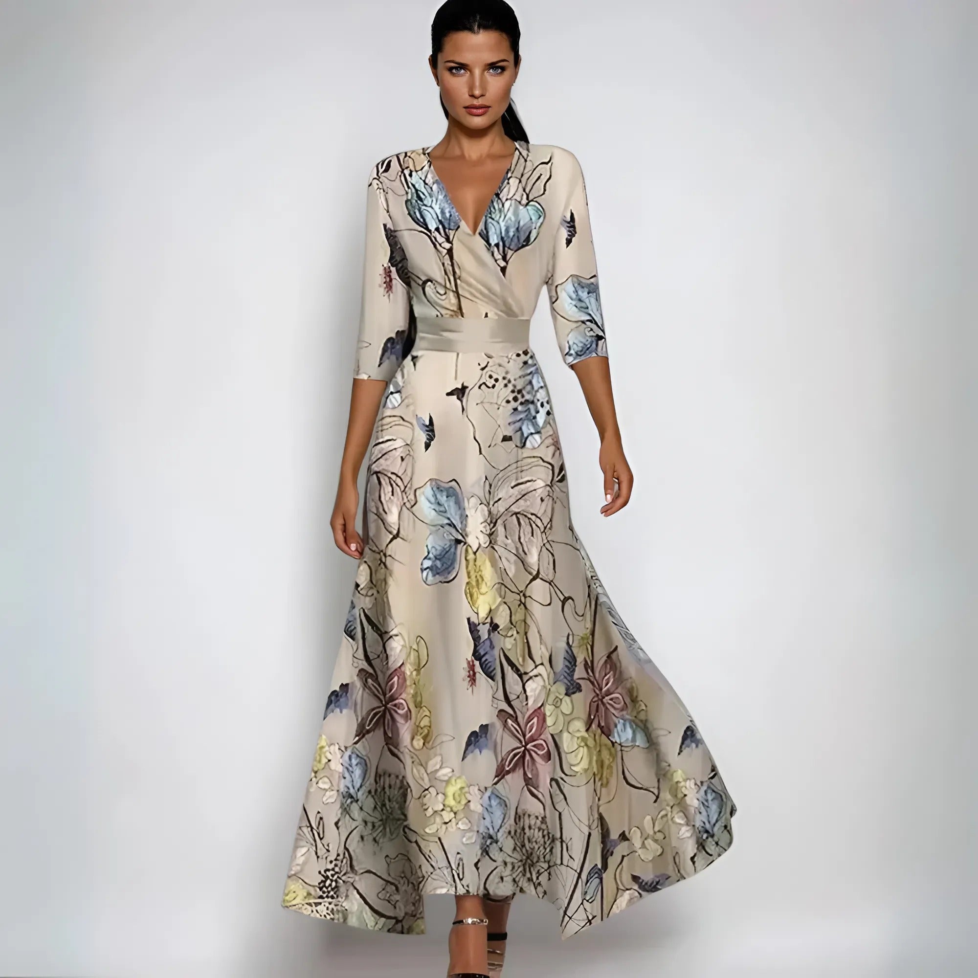 Émilie | Robe Longue Fleurie Élégante